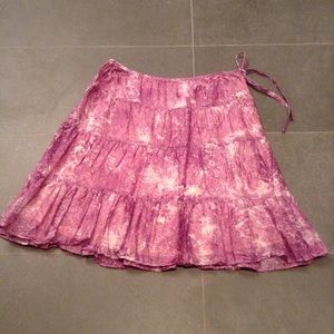 Talbots pink cotton A-line ruffle skirt